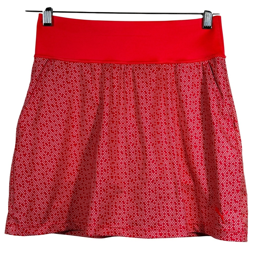 Puma Womens Coral/White Dotted Skort‎ Sz Small Activewear Tennis Prep Pickleball